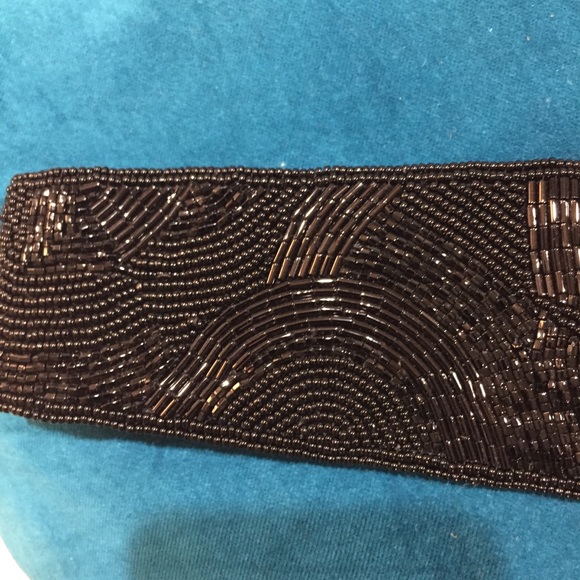 VTG 80s Beaded Belt - Black Cummerbund - Picture 4 of 5